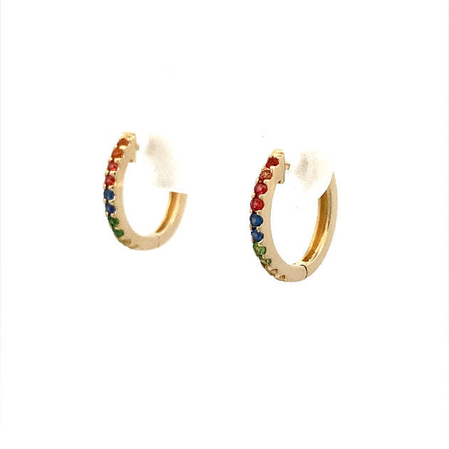 Rainbow gem deals hoop earrings