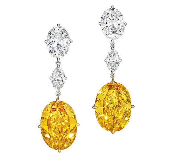 Super-Rare Fancy Vivid Orange-Yellow Diamond Earrings Headline Christi ...