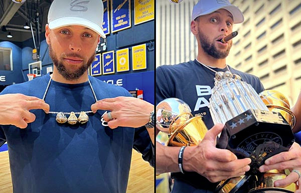 Finals MVP Steph Curry Breaks Out His Championship Jewelry for Warrior ...