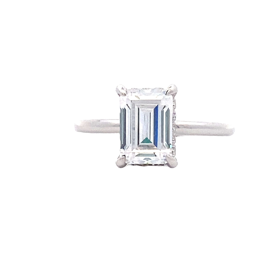 Emerald Cut Diamond Halo Engagement Ring in White Gold by Gabriel NY