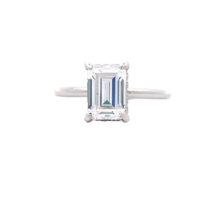 Emerald Cut Diamond Halo Engagement Ring in White Gold by Gabriel NY