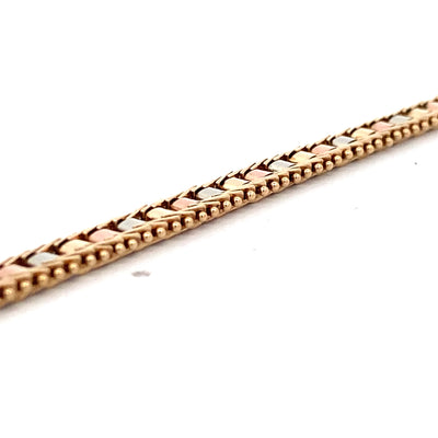 Estate Fancy Link Bracelet in Three-Tone Gold