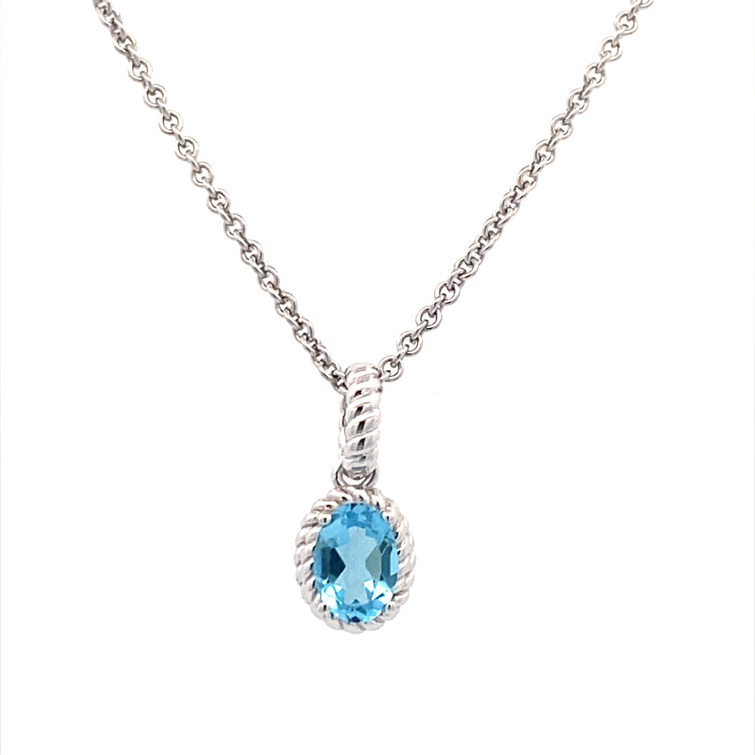 Silver Drop Style Blue Topaz Pendants