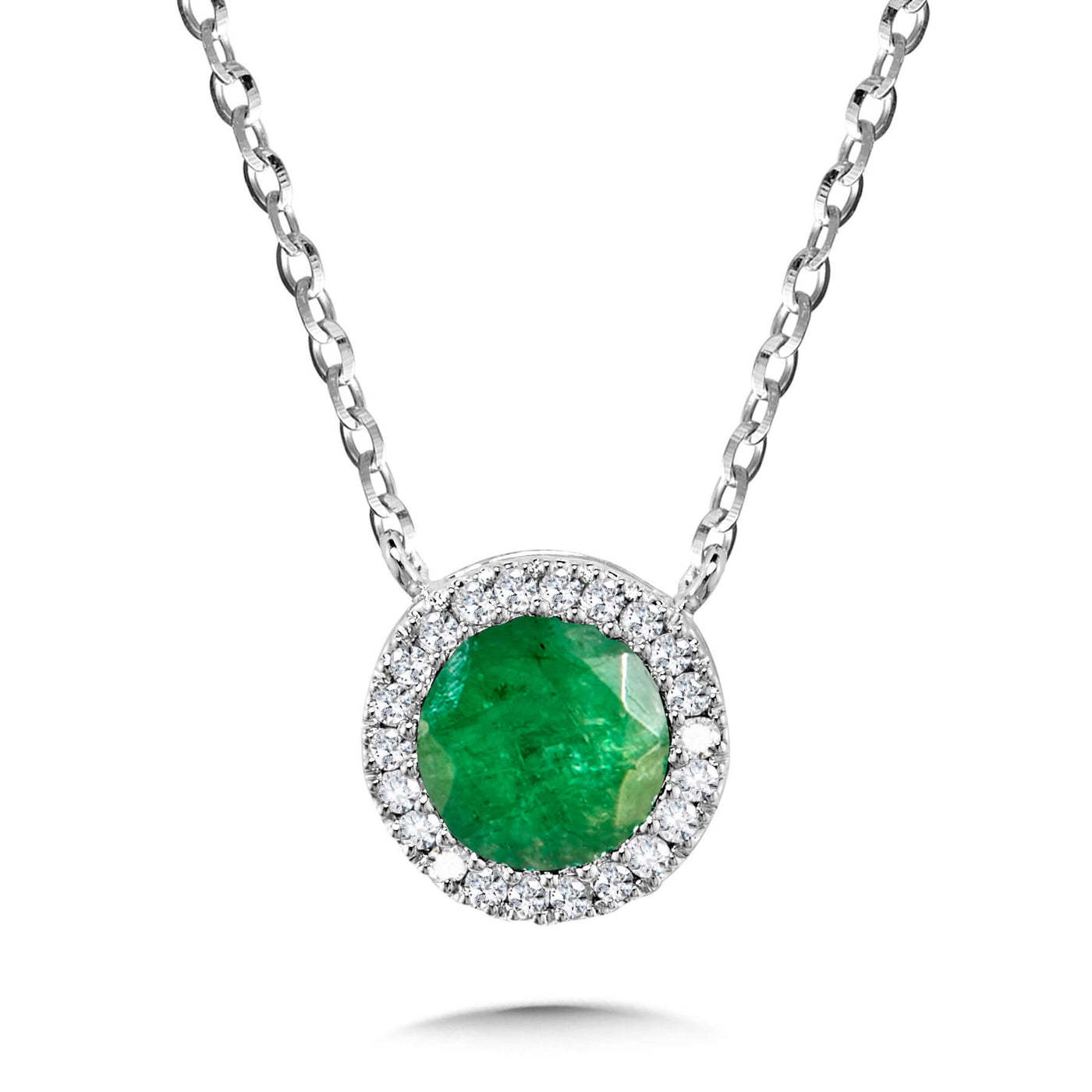 Emerald and Diamond Pendant in White Gold