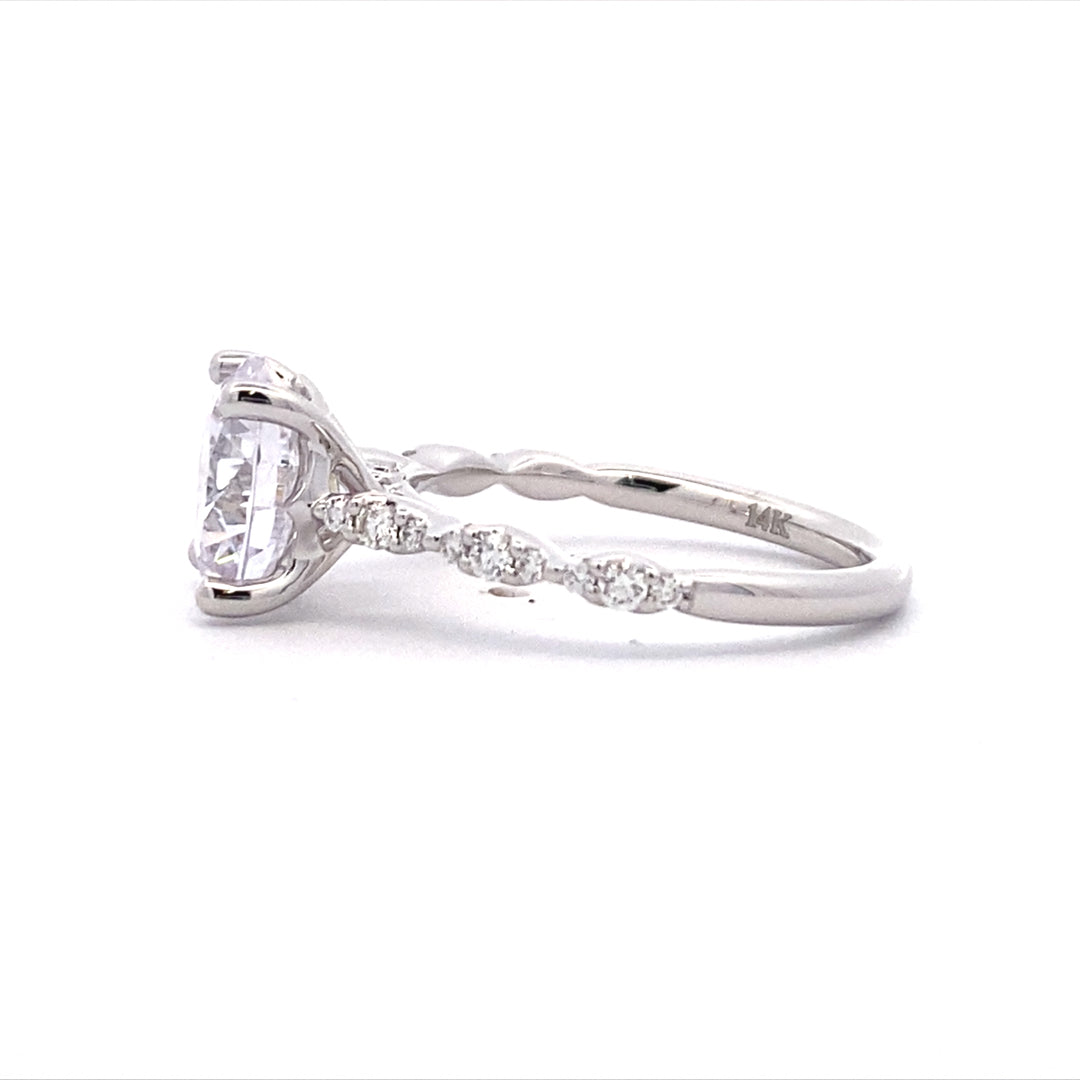 FANA 14 KT White Gold Side Stones Diamond Engagement Ring S4199/WG
