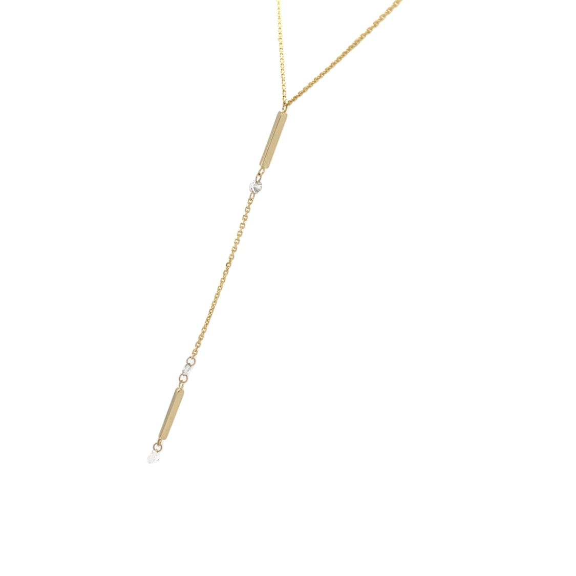 Diamond Drop Bar Necklace in Yellow Gold