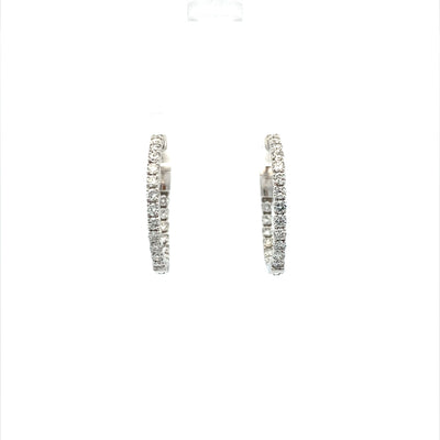 14 KT White Gold 1CTW Diamond In-Out Hoop Earrings Diamond EDD5272-301