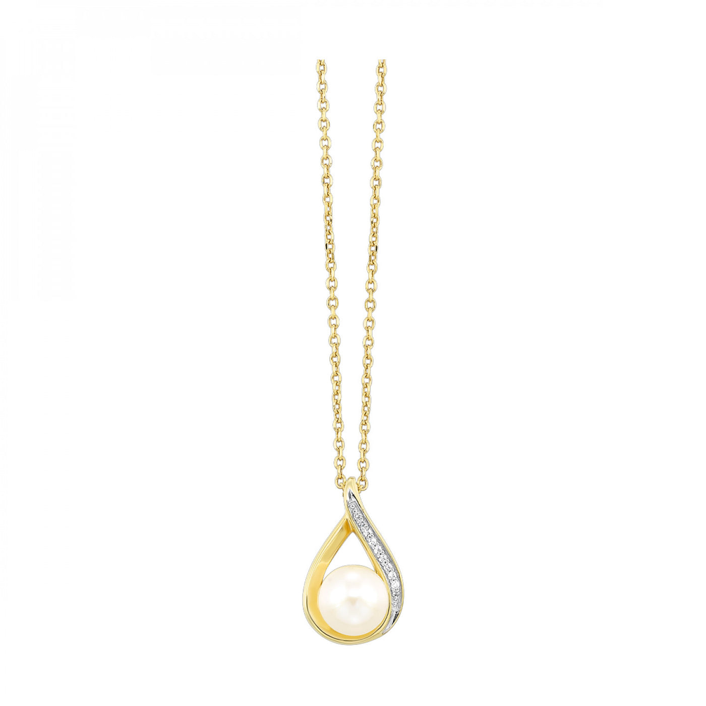 Pearl and Diamond Pendant in Yellow Gold