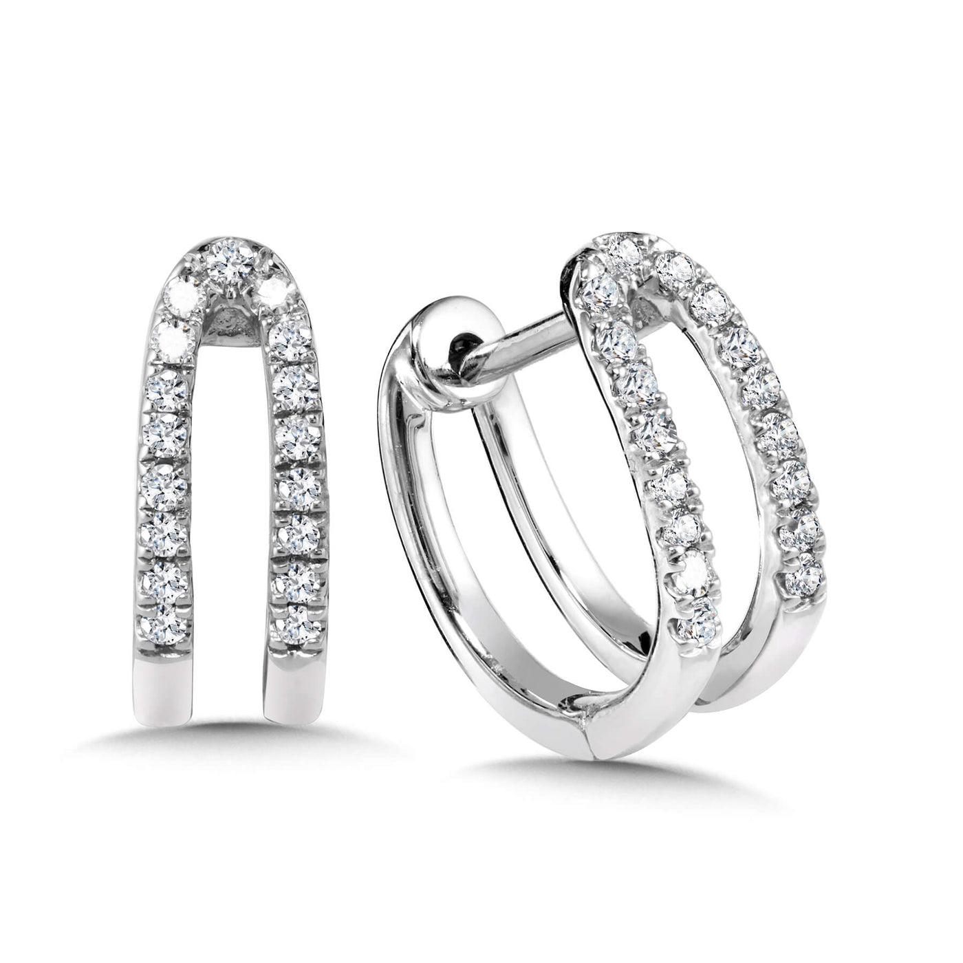 White Gold Diamond Huggie Earrings