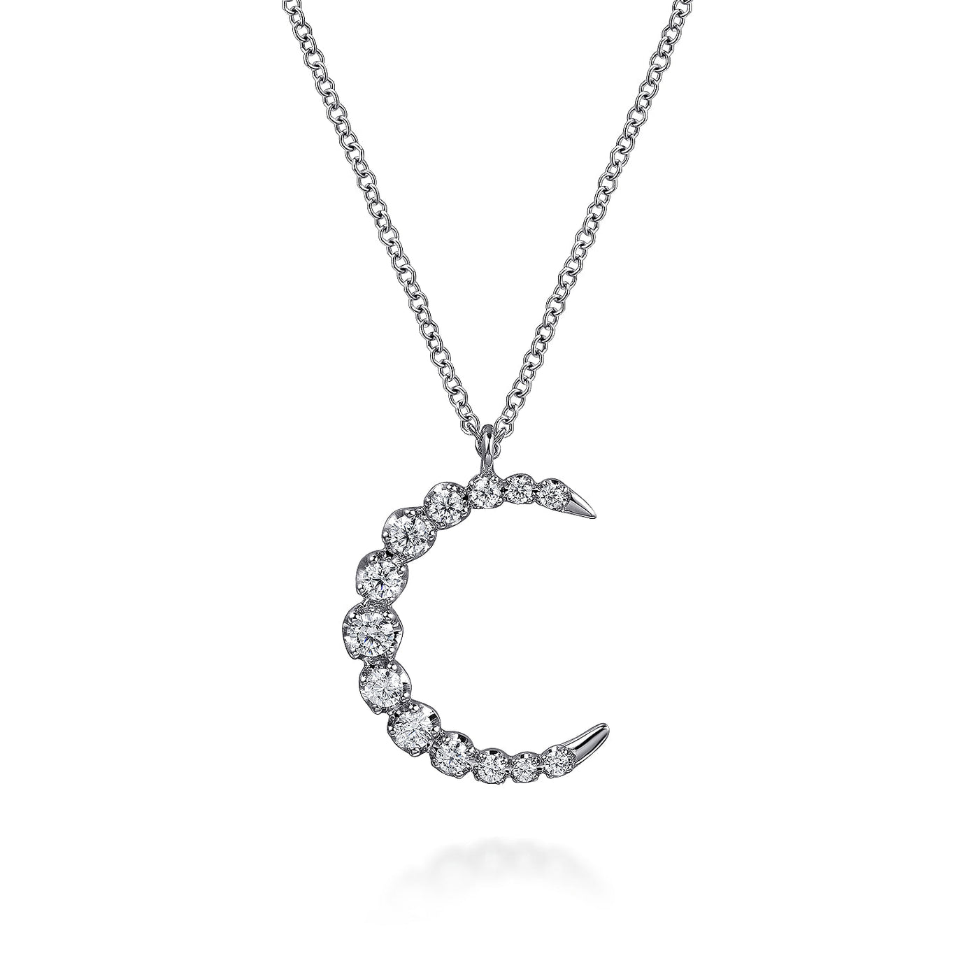 Gabriel & Co. White Gold Diamond Crescent Moon Pendant