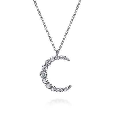 Diamond Crescent Moon Pendant in White Gold by Gabriel & Co.