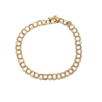 Estate Triple Link Charm Bracelet in Yellow Gold