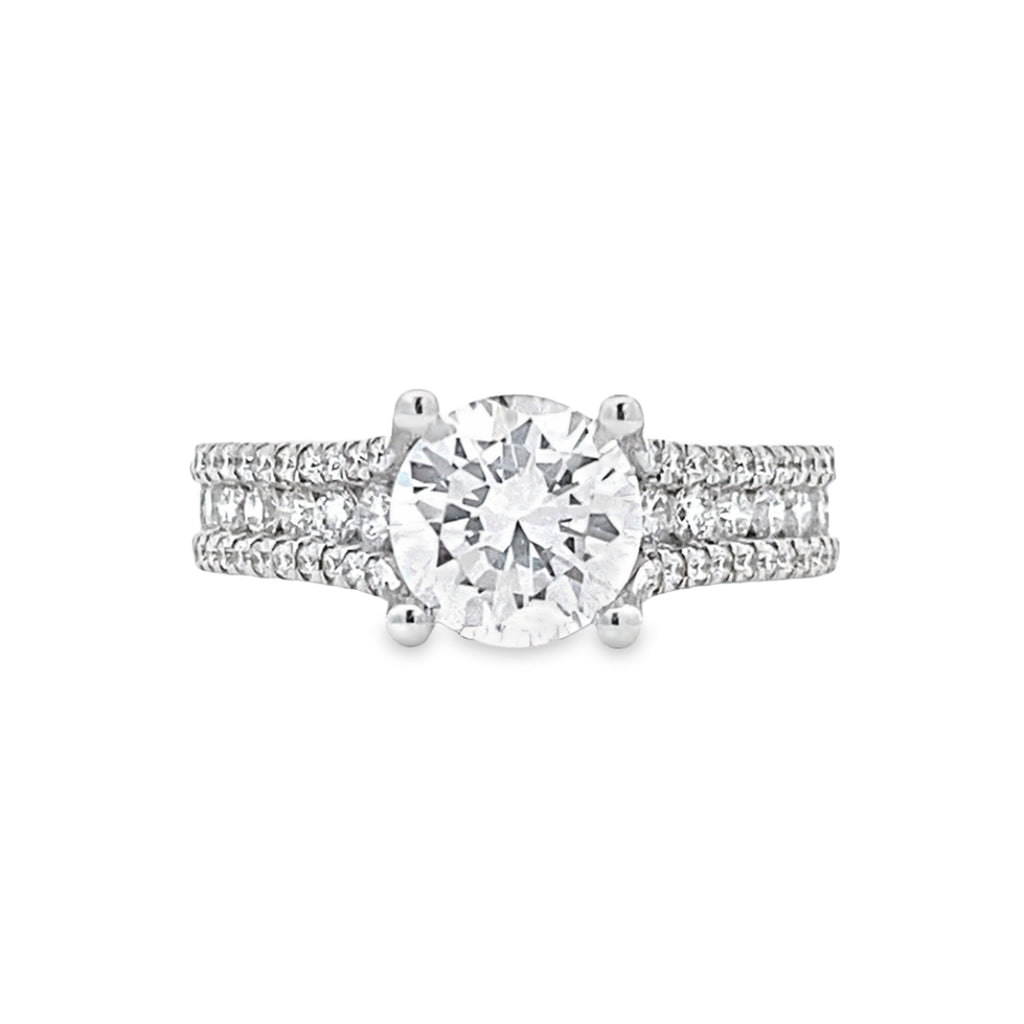 Gabriel & Co. 14 Karat Side Stones Round Diamond Engagement Ring