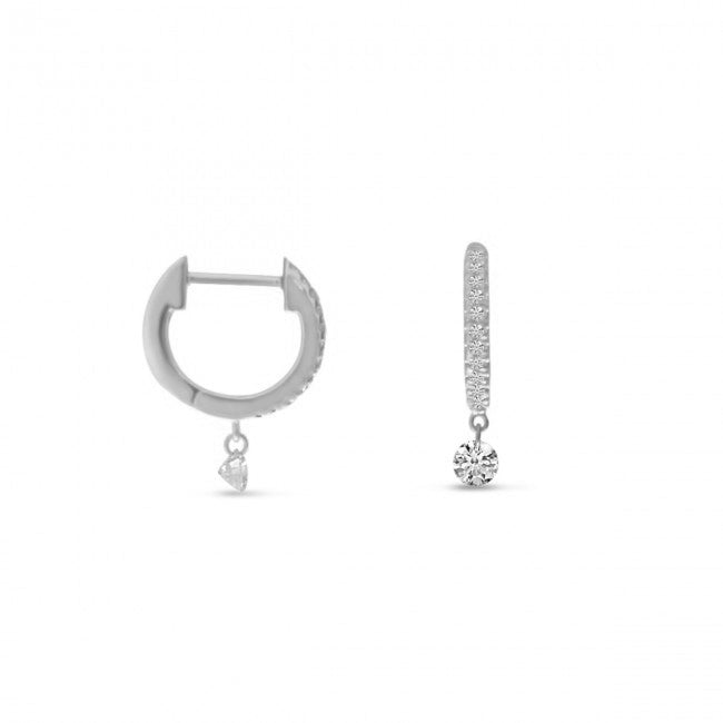 Diamond Huggie Earrings in White Gold