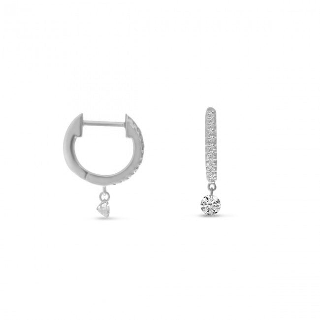 14 KT White Gold Huggie Earrings Diamond Earrings E10244W