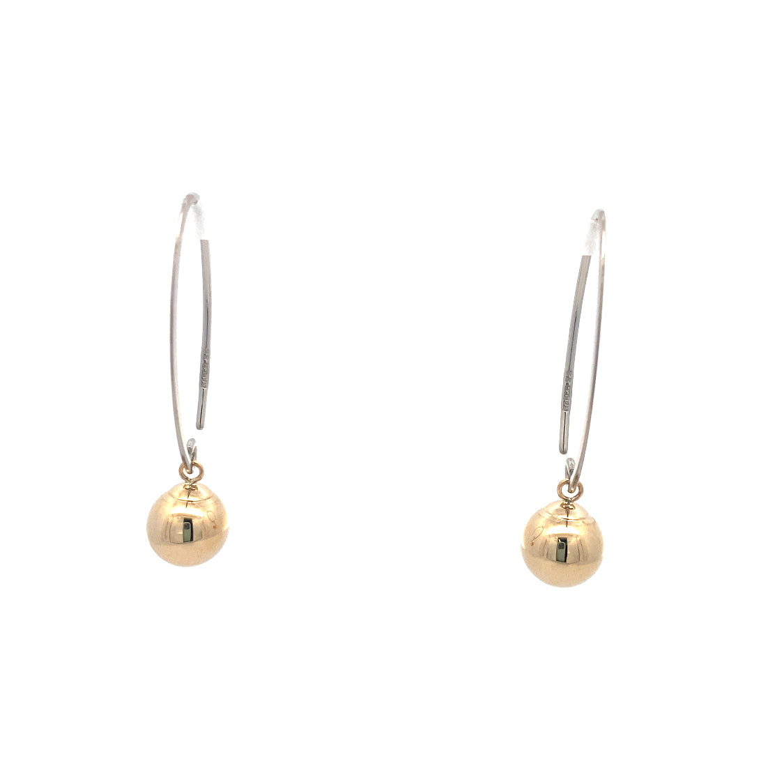Sterling Silver/ Gold Drop Earrings Gemstone Earrings 13462SS-BALL