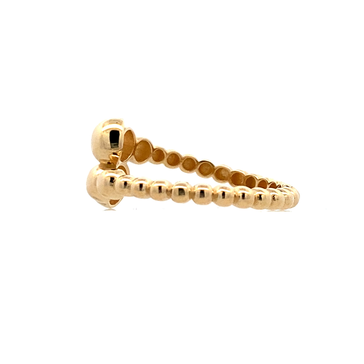 Beaded Bypass Ring in Yellow Gold