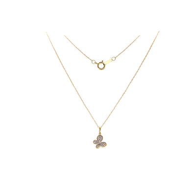 Petite Diamond Butterfly  Pendant in Yellow Gold