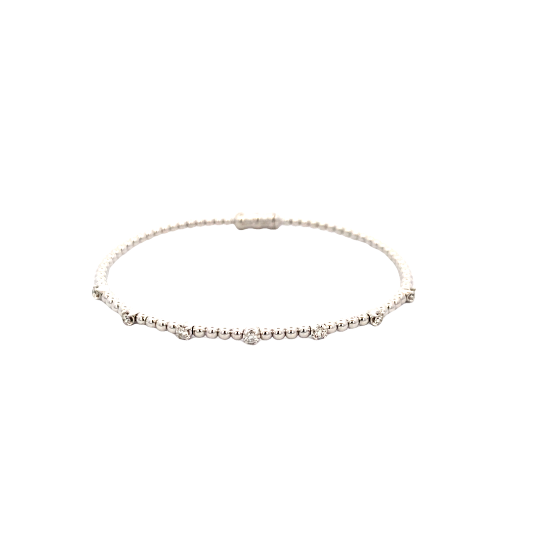 Seven Station Diamond Bujukan Bangle in White Gold by Gabriel NY