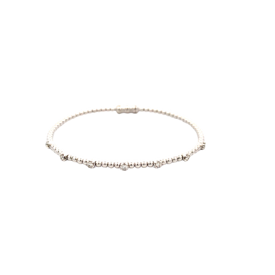 Seven Station Diamond Bujukan Bangle in White Gold by Gabriel NY