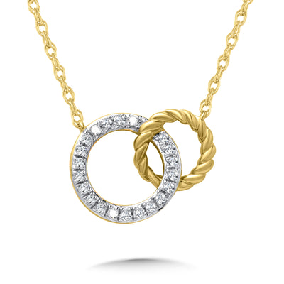 Yellow Gold  Diamond Entwined Circle Necklace