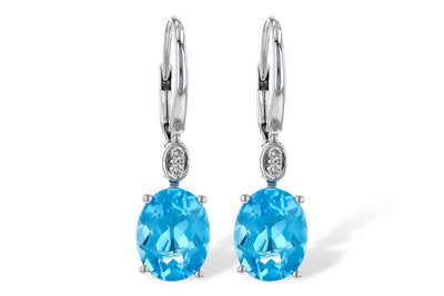 Blue Topaz and Diamond Drop Earrings in White Gold by Alison Kaufman