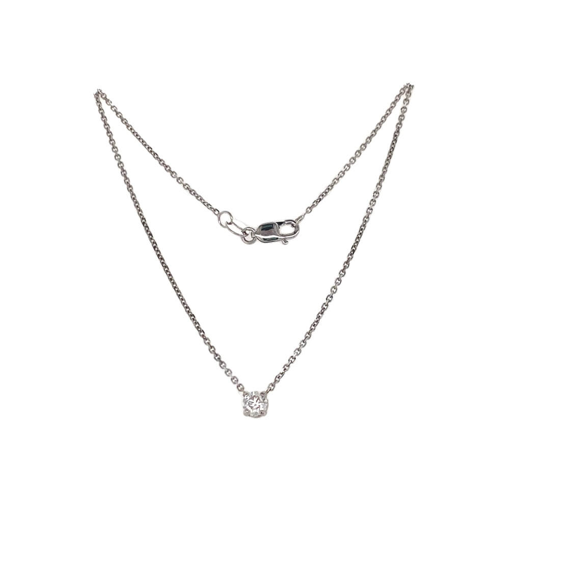 Diamond Solitaire Necklace in White Gold By B&C