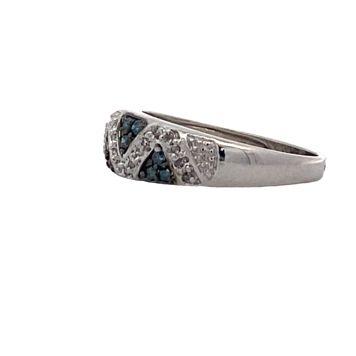 Estate White Gold  Geometric Blue & White Diamond Ring