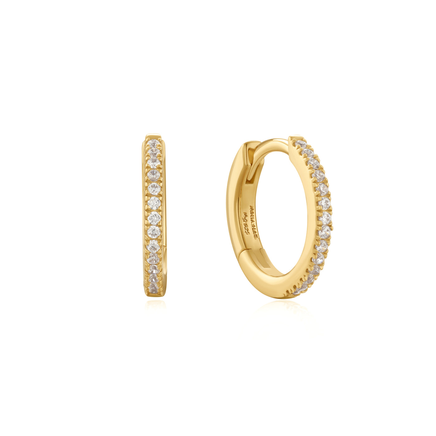 CZ Pave Huggies in Yellow Gold by Ania Haie