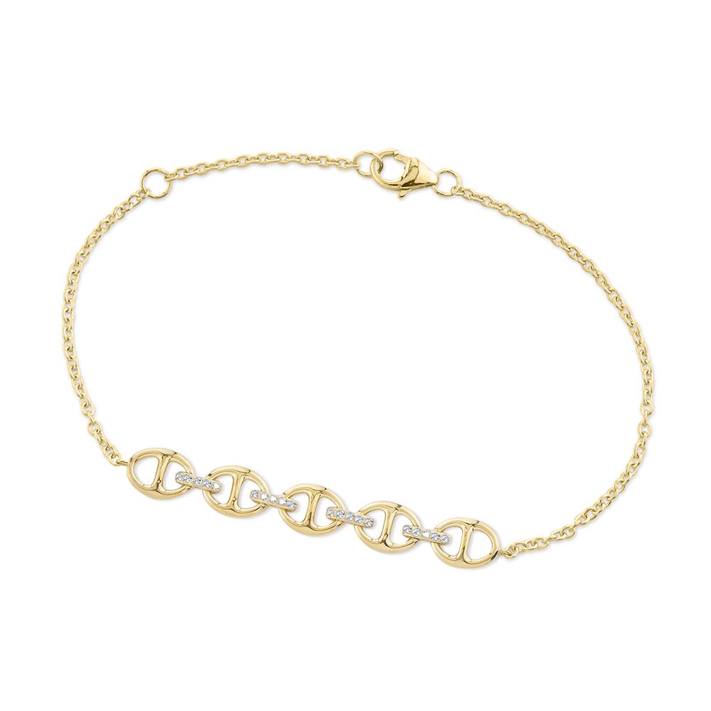 DIamond Station Bracelet in Yellow Gold