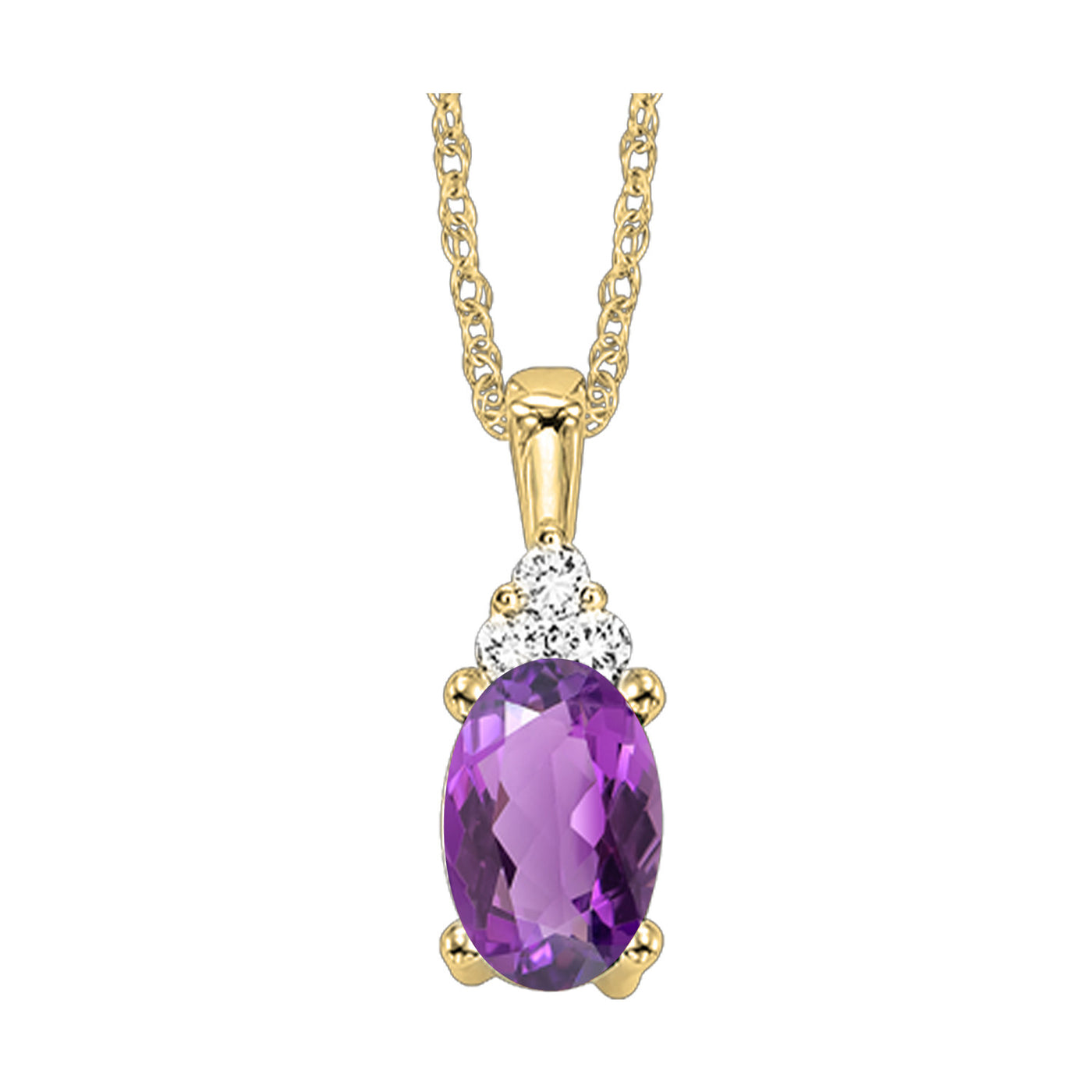 Amethyst and Diamond Pendant in Yellow Gold