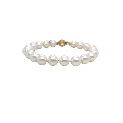 Pearl Bracelet Single-Strand in Yellow Gold by B&C