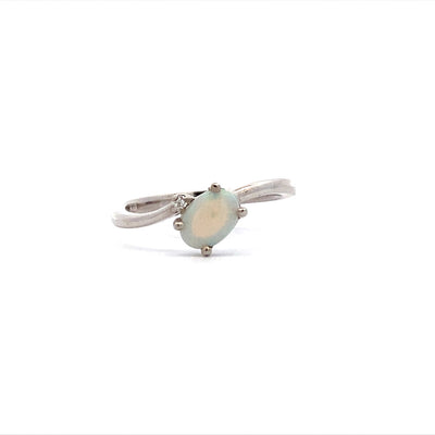 White Opal and Diamond Ring in White Gold by B&C