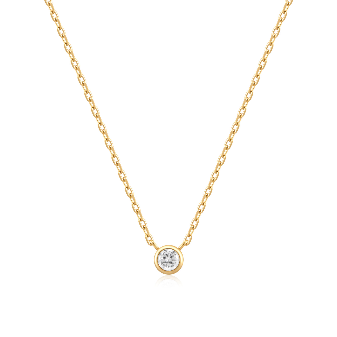 CZ Solitaire Necklace in Yellow Gold by Ania Haie