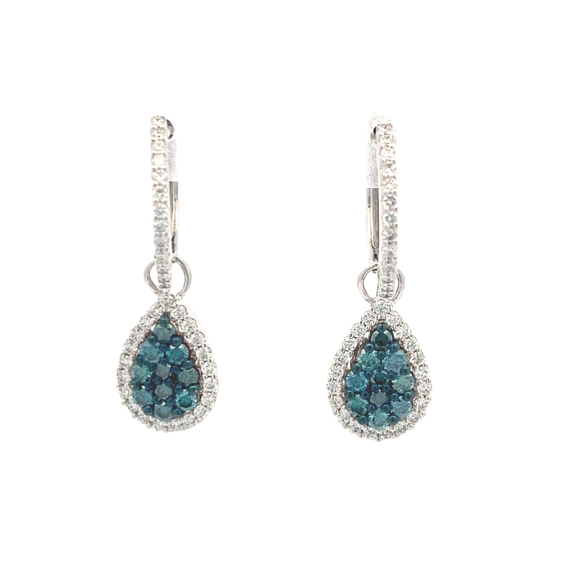 Blue Diamond Teardrop Earrings in White Gold by Allison Kaufman