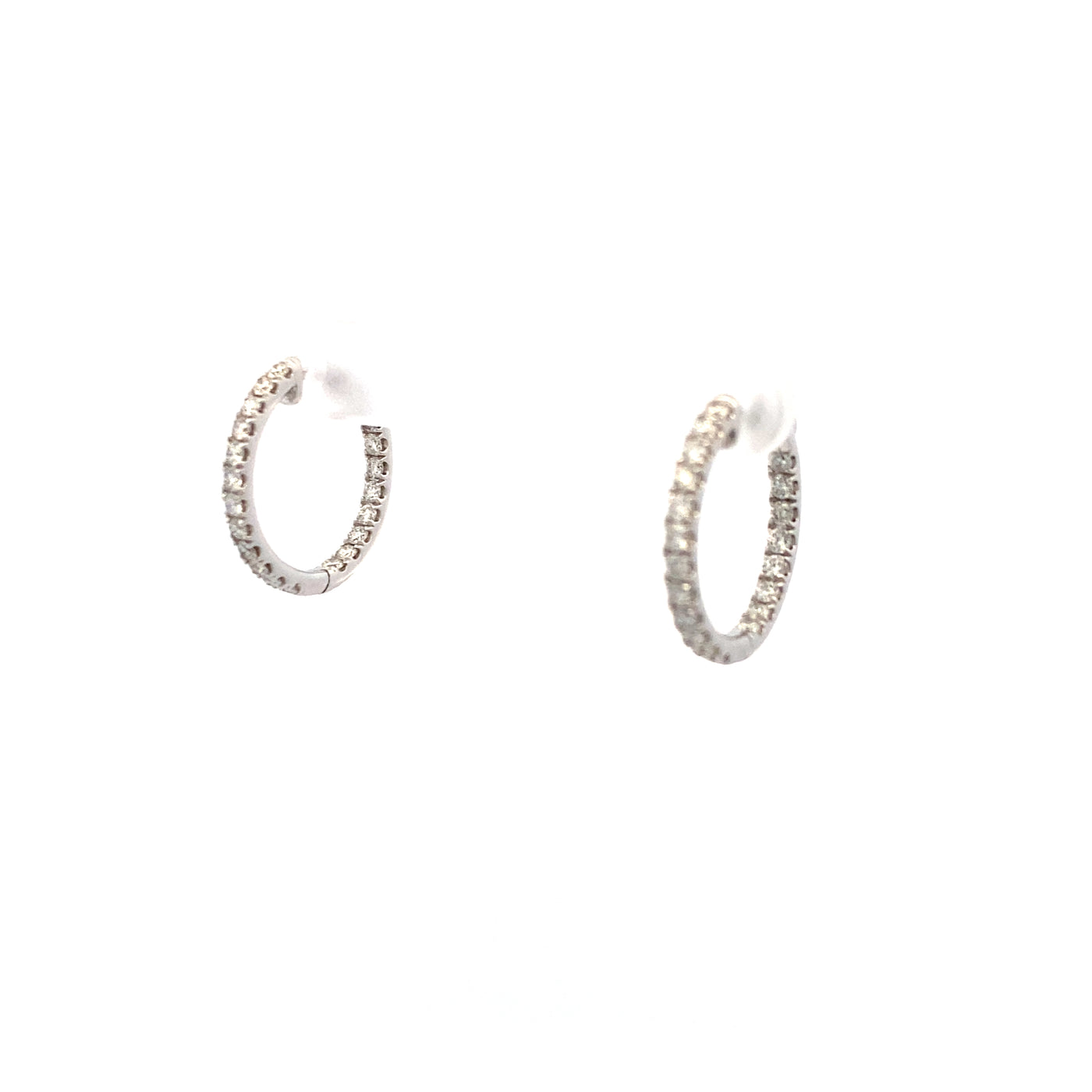 14 KT White Gold Diamond Hoop Earrings  HS180920-14WF