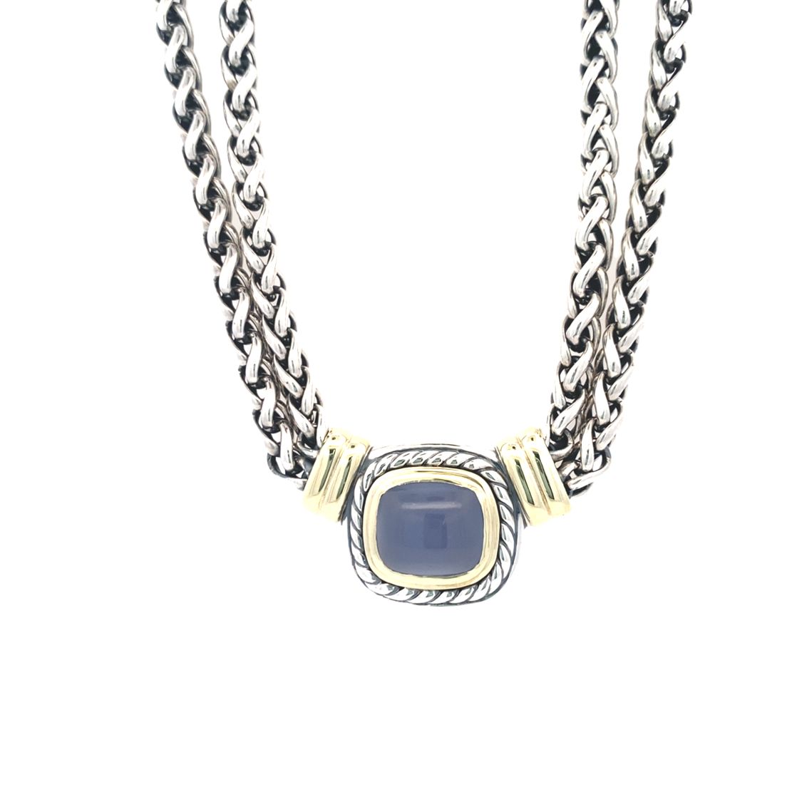 Estate David Yurman Chalcedony Necklace in Two-Tone Gold