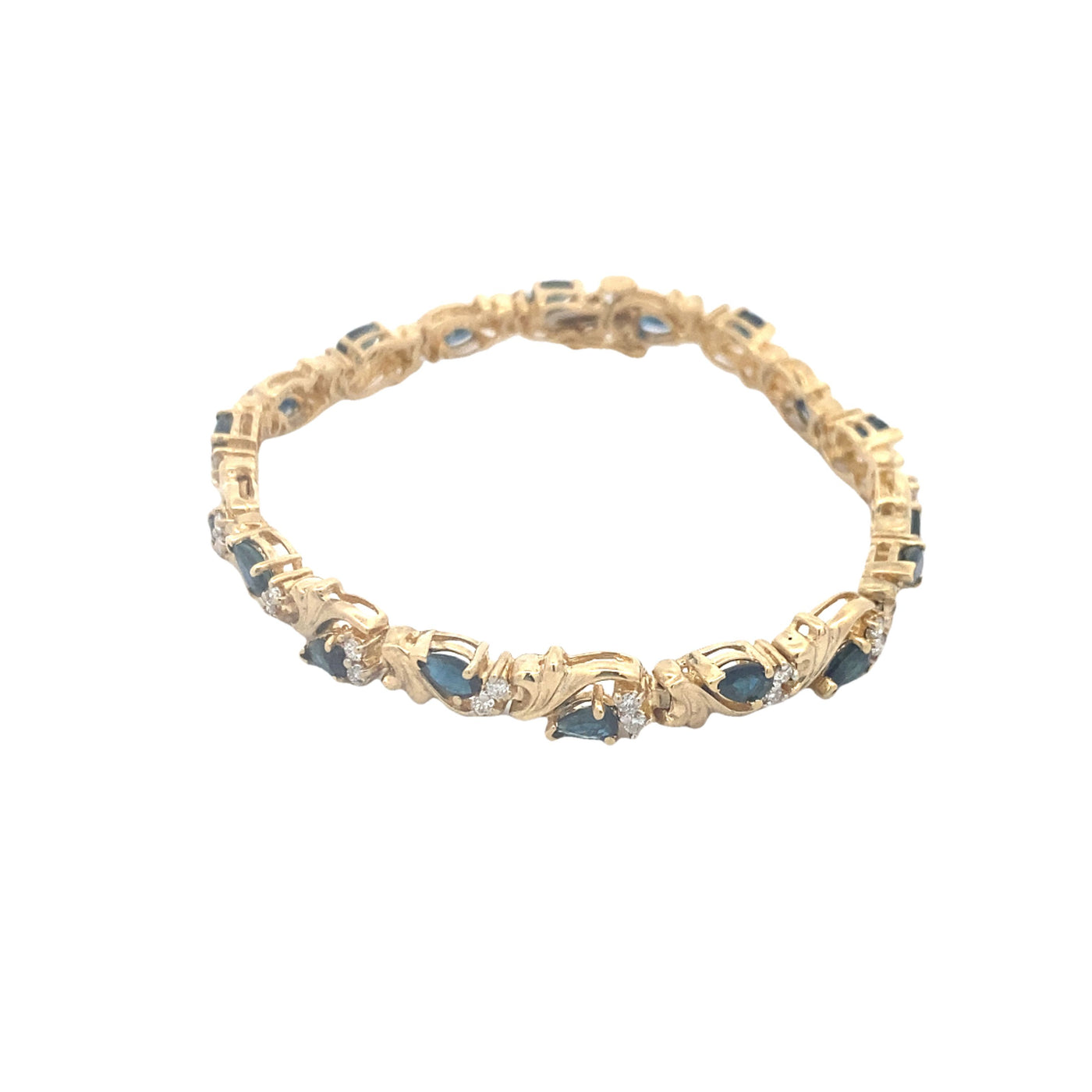 Estate Sapphire and Diamond Bracelet in Yellow Gold