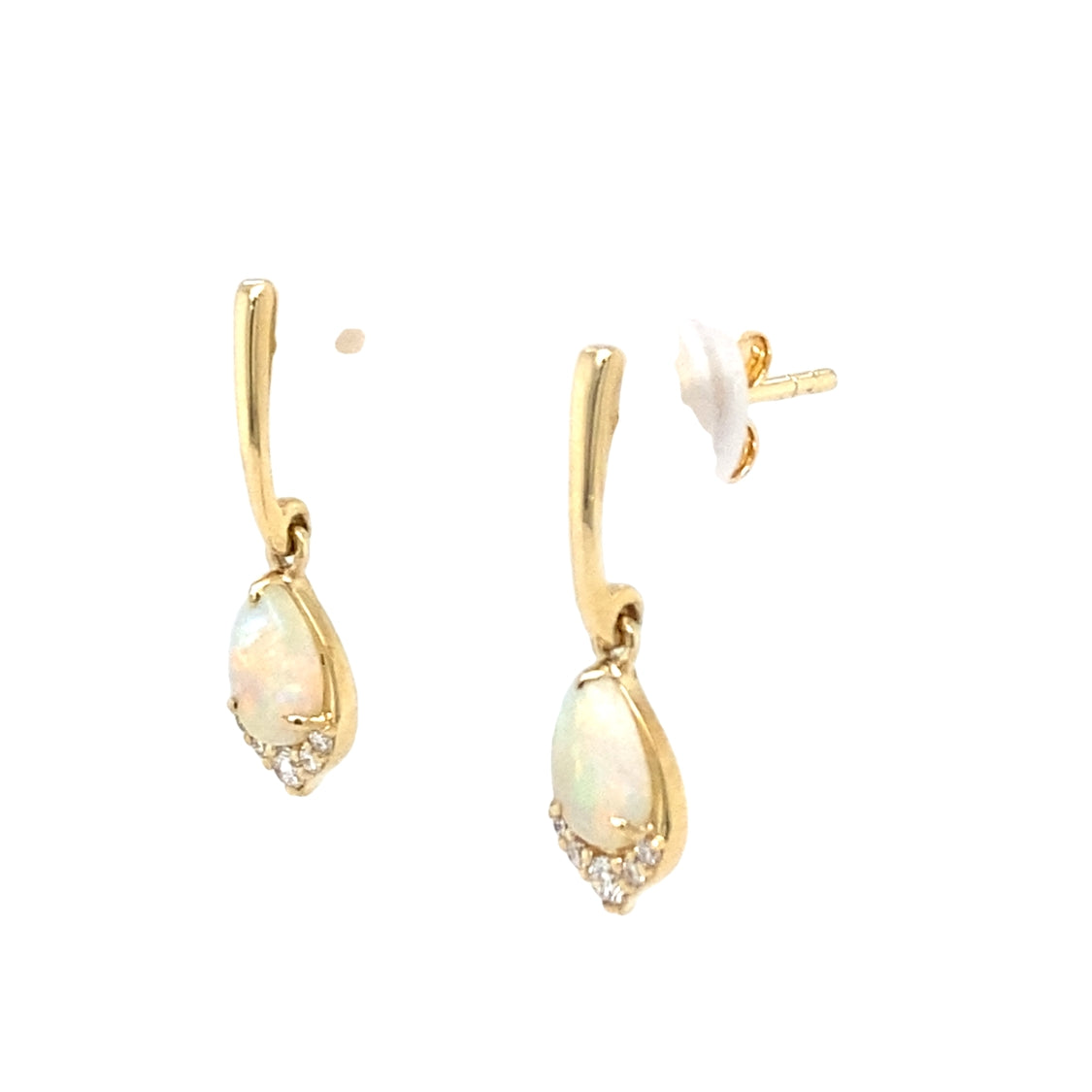 Australian Opal and Diamond Drop Earrings in Yellow Gold by Parle