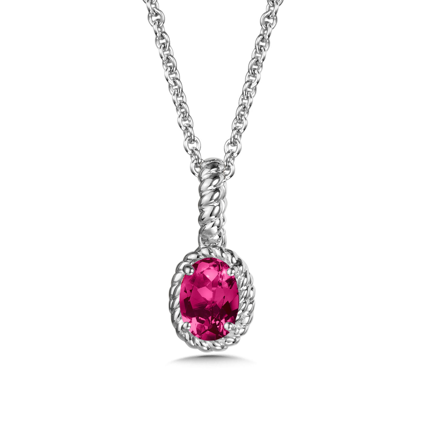 Silver Created Ruby Halo Pendants LVP708-CRB