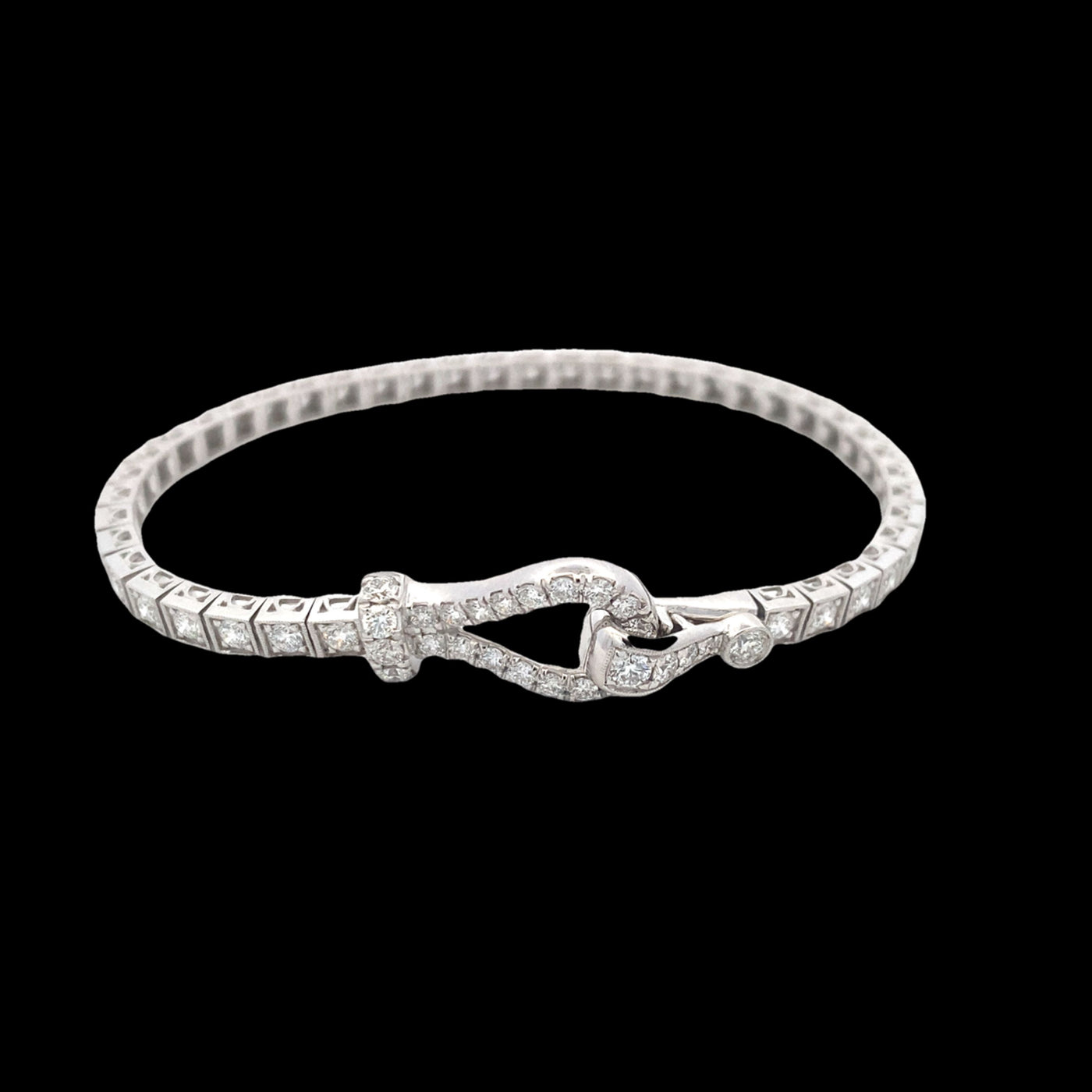 Diamond Buckle Bracelet in White Gold by Simon G