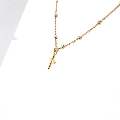 Yellow Gold Beaded Station Cross Necklace  3Q250/1650