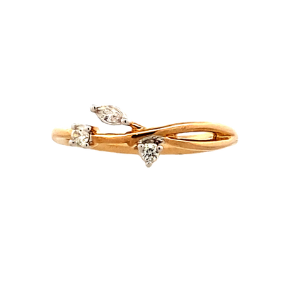 Yellow Gold Diamond Leaf Fashion RIng