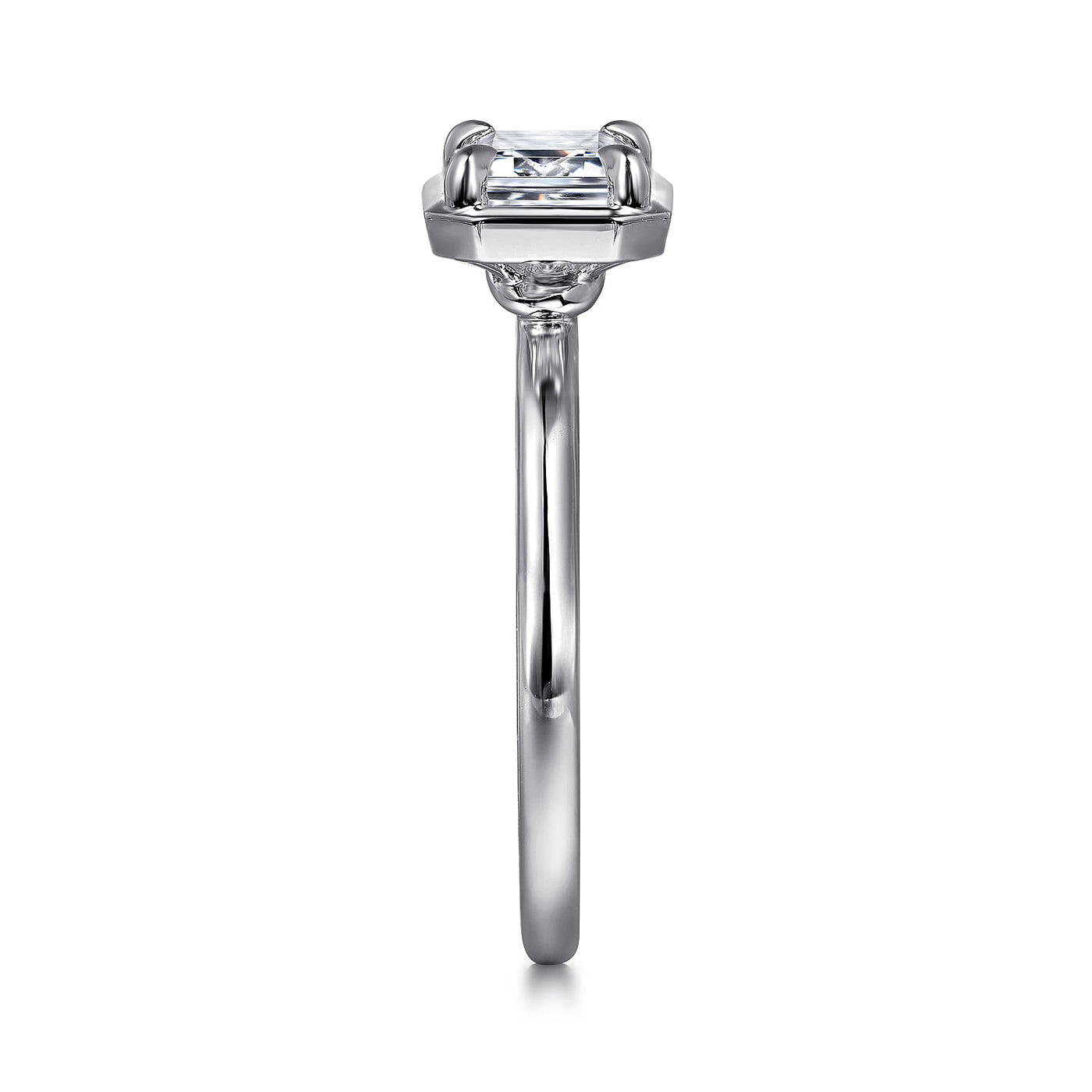 Emerald Cut Diamond Solitaire Engagement Ring in White Gold by Gabriel NY