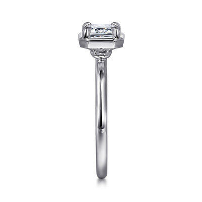 Emerald Cut Diamond Solitaire Engagement Ring in White Gold by Gabriel NY