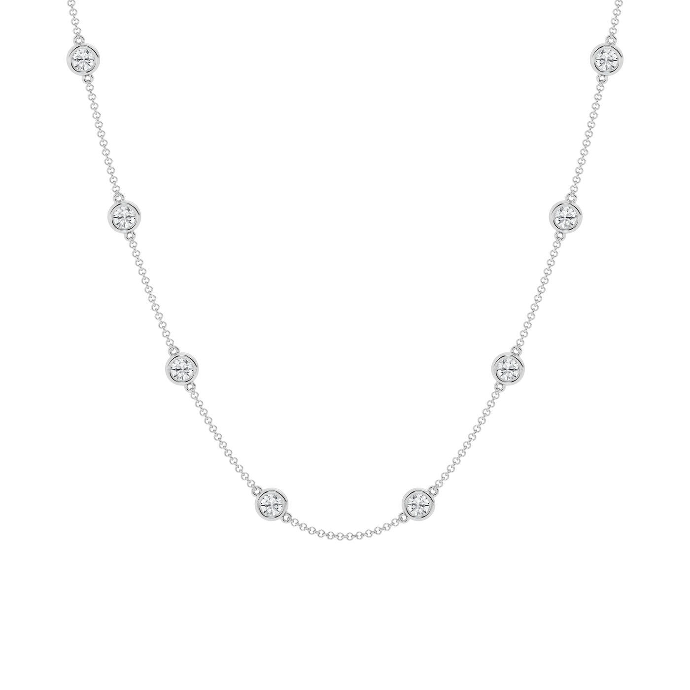 White Gold Lab Grown Diamond Station Necklace