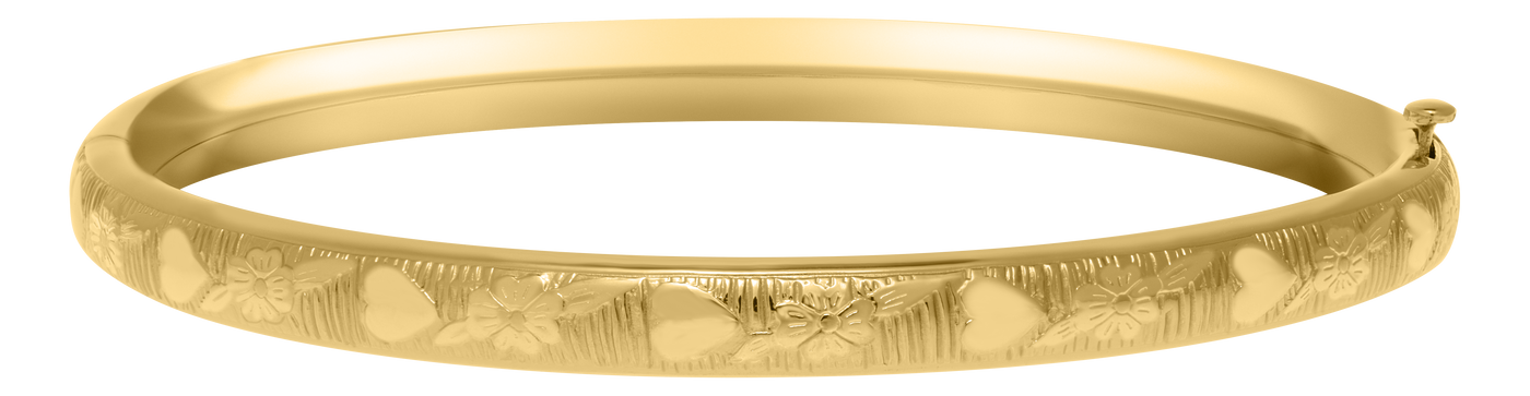 Marathon Yellowo Gold Engraved Bangle