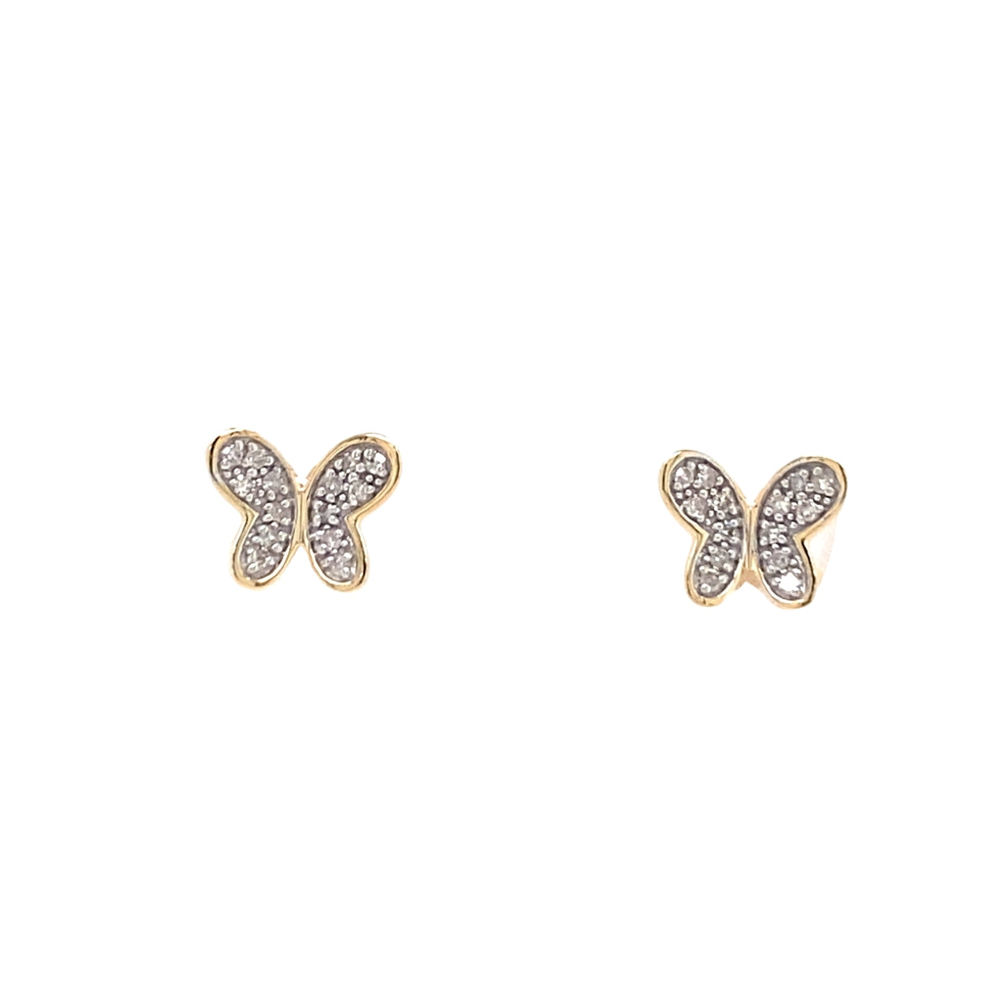 Diamond Butterfly Studs in Yellow Gold