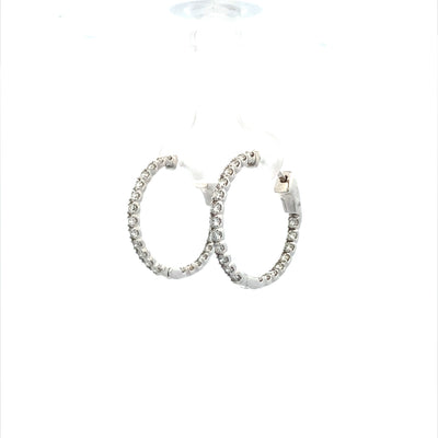14 KT White Gold 1CTW Diamond In-Out Hoop Earrings Diamond EDD5272-301