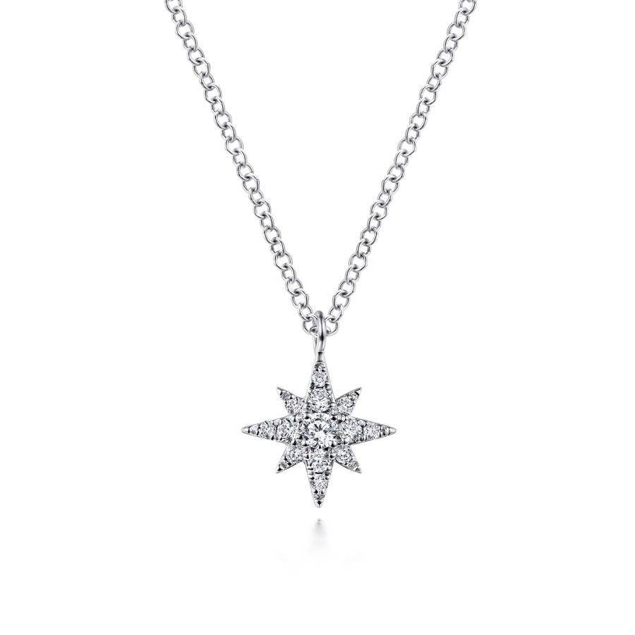 Diamond Star Pendant in White Gold by Gabriel & Co.